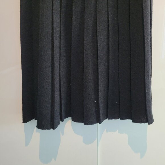 Vintage 90s Drop-Waist Wool Midi Pleated Skirt in Black Andrea Jovine Size M - Picture 4 of 5